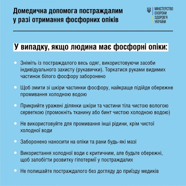Боротьба з пекельним полум'ям: як надати першу допомогу потерпілому від фосфорних або запальних бомб