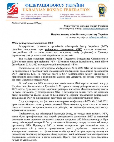 У Федерації боксу заявили про рейдерське захоплення